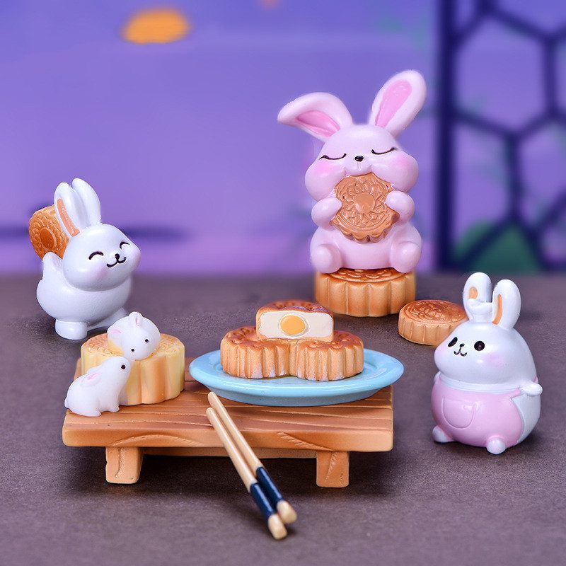 Mini Fairy Garden Animals Cartoon Rabbit Figurine Dolls Pot Bonsai Resin Car Interior Decoration Terrariums Fairy Garden Decoration Wholesale Fairy Garden Accessories Supplies Lovely Mini Rabbit Small Kids Toys